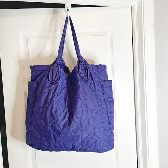 Marc Jacobs Nylon Quilted Lined Allover Logo Letter Shopper Tote Purse - Picture 6 of 15